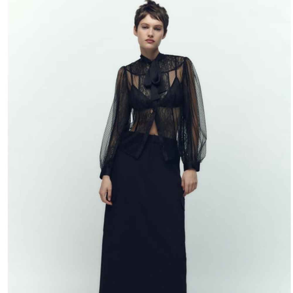 ZARA: SEMI-SHEER LACE TOP